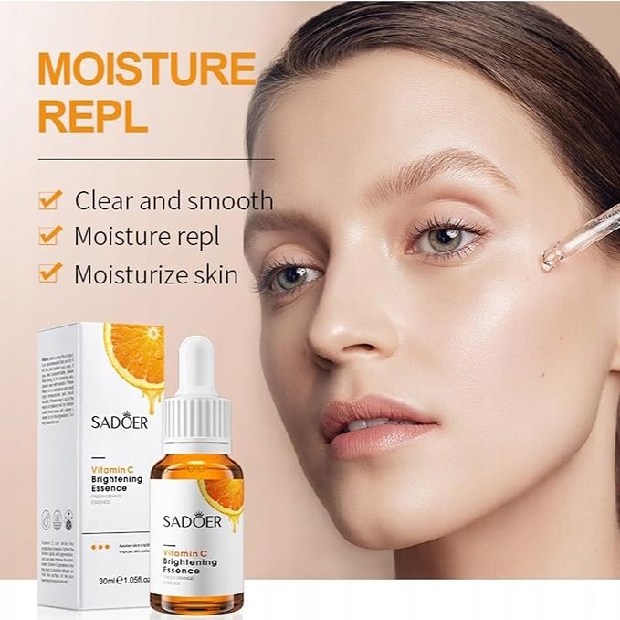 SADOER Vitamin C Brightening Essence Serum, Fresh Orange Extract, Moisturising Face Treatment, 30ml - Image 2