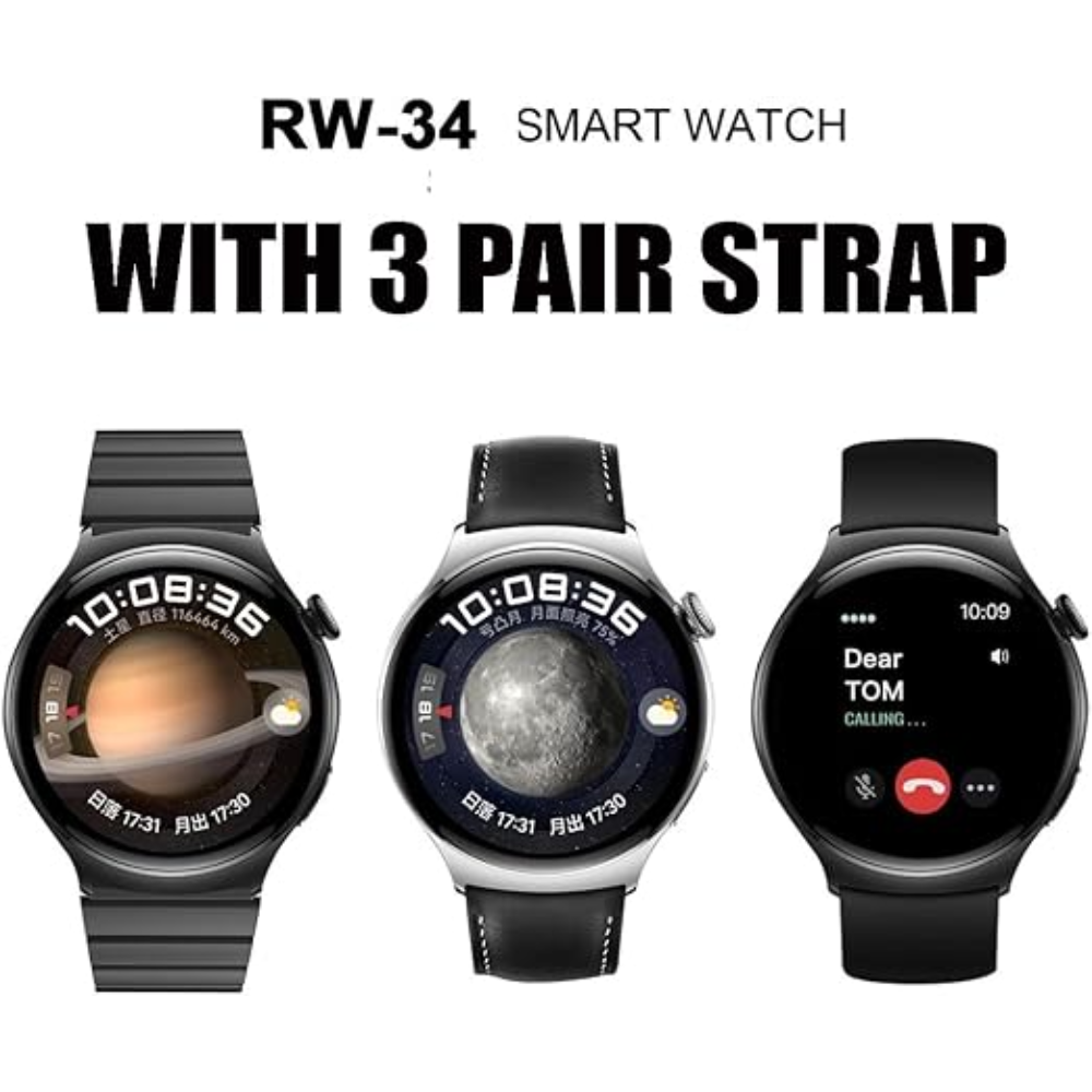 Haino Teko RW-34 Smart Watch - 1.96 inch AMOLED Display, 3 Strap Set, Fitness Tracker for Men & Boys - Image 4